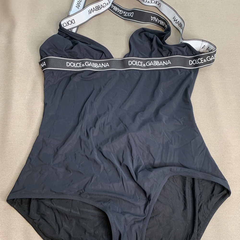 Dolce & Gabbana Women's Black Logo Trim Swimsuit